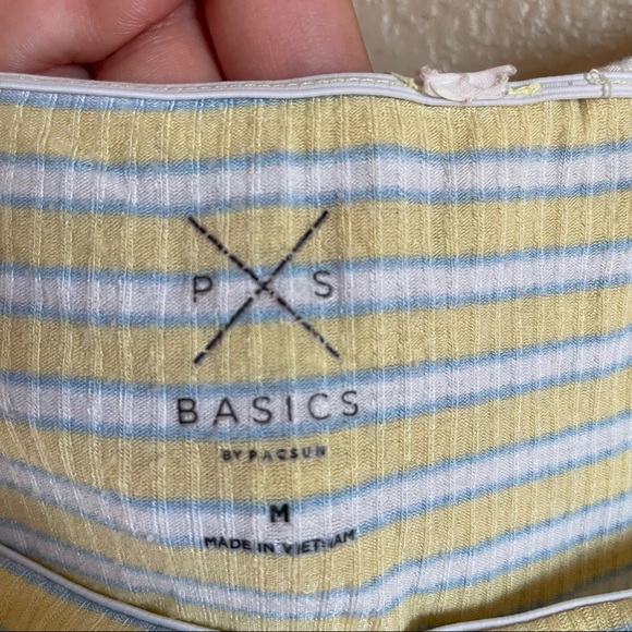 Yellow & Blue Striped Crop Tank Top - Picture 3 of 4